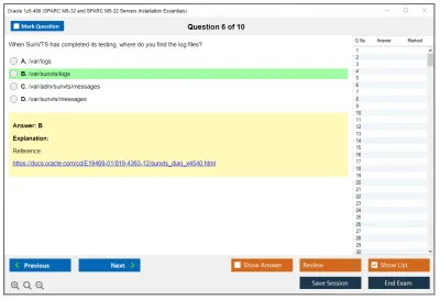 Oracle 1z0-489 SPARC M6-32 and SPARC M5-32 Servers Installation Essentials Practice test exam simulator test engine exam Prep practice test questions answers Image 6