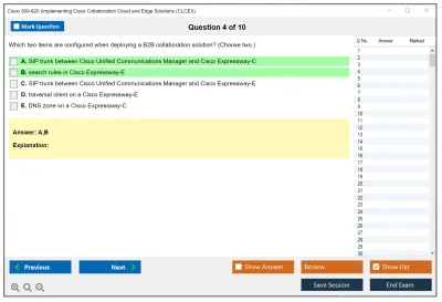 Cisco 300-820 Implementing Cisco Collaboration Cloud and Edge Solutions (300-820 CLCEI) Practice test exam simulator test engine exam Prep practice test questions answers Image 4
