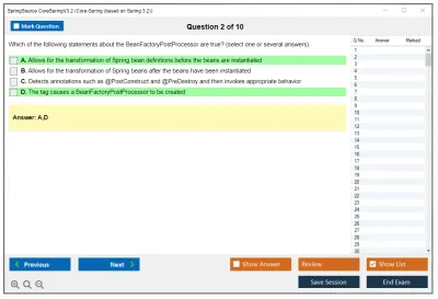 SpringSource CoreSpringV3.2 Core-Spring (based on Spring 3.2) Practice test exam simulator test engine exam Prep practice test questions answers Image 2