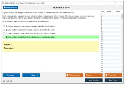 Qlik QSDA2022 Qlik Sense Data Architect Certification Exam 2022 Practice test exam simulator test engine exam Prep practice test questions answers Image 9