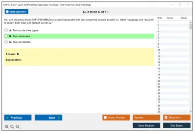 SAP C_SACP_2221 SAP Certified Application Associate - SAP Analytics Cloud: Planning Practice test exam simulator test engine exam Prep practice test questions answers Image 6