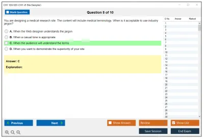 CIW 1D0-520 CIW v5 Site Designer Practice test exam simulator test engine exam Prep practice test questions answers Image 8