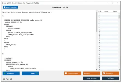 Oracle 1z0-149 Oracle Database 19c: Program with PL/SQL Practice test exam simulator test engine exam Prep practice test questions answers Image 1