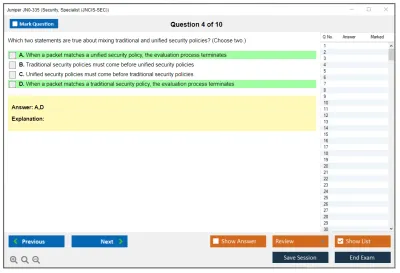 Juniper JN0-335 Security, Specialist (JNCIS-SEC) Practice test exam simulator test engine exam Prep practice test questions answers Image 4