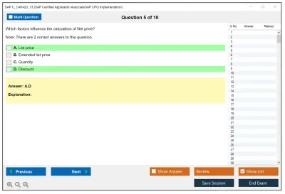SAP C_C4H420_13 SAP Certified Associate - SAP CPQ Implementation Practice test exam simulator test engine exam Prep practice test questions answers Image 5
