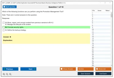 SAP C_BOBIP_43 SAP Certified Application AssociateSAP BusinessObjects Business Intelligence Platform 4.3 Practice test exam simulator test engine exam Prep practice test questions answers Image 1