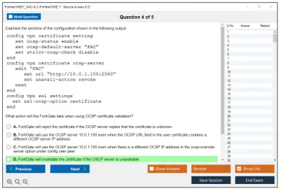 Fortinet NSE7_SAC-6.2 Fortinet NSE 7 - Secure Access 6.2 Practice test exam simulator test engine exam Prep practice test questions answers Image 4