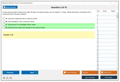 Salesforce ADM-261 Salesforce Service Cloud Administration Practice test exam simulator test engine exam Prep practice test questions answers Image 2