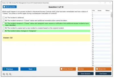 Oracle 1z0-1058 Oracle Risk Management Cloud 2019 Implementation Essentials Practice test exam simulator test engine exam Prep practice test questions answers Image 3