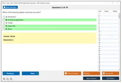 SAP C_SAC_2221 SAP Certified Application Associate - SAP Analytics Cloud Practice test exam simulator test engine exam Prep practice test questions answers Image 2