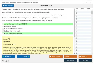 Microsoft 70-462 Administering Microsoft SQL Server 2012/2014 Databases Practice test exam simulator test engine exam Prep practice test questions answers Image 5