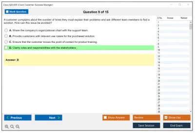 Cisco 820-605 Cisco Customer Success Manager (CSM) Practice test exam simulator test engine exam Prep practice test questions answers Image 9