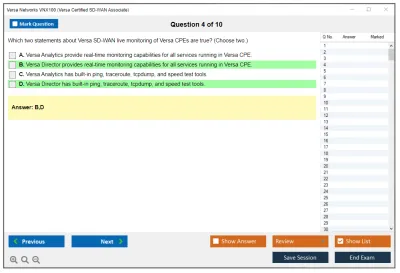 Versa Networks VNX100 Versa Certified SD-WAN Associate Practice test exam simulator test engine exam Prep practice test questions answers Image 4
