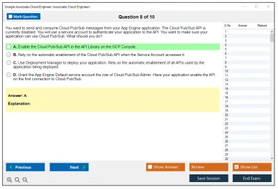 Google Associate-Cloud-Engineer Google Cloud Certified - Associate Cloud Engineer Practice test exam simulator test engine exam Prep practice test questions answers Image 8