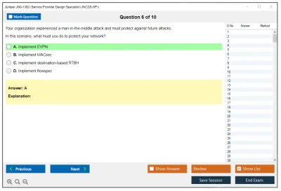 Juniper JN0-1362 Service Provider Design Specialist (JNCDS-SP) Practice test exam simulator test engine exam Prep practice test questions answers Image 6