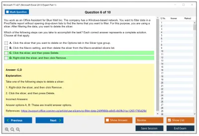 Microsoft 77-427 Excel 2013 Expert Part One Practice test exam simulator test engine exam Prep practice test questions answers Image 6