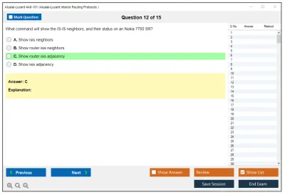 Alcatel-Lucent 4A0-101 Alcatel-Lucent Interior Routing Protocols and High Availability Practice test exam simulator test engine exam Prep practice test questions answers Image 12