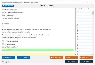 Salesforce JavaScript-Developer-I Salesforce Certified JavaScript Developer I Practice test exam simulator test engine exam Prep practice test questions answers Image 12