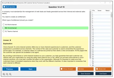 Microsoft MB-230 Microsoft Dynamics 365 for Customer Service Practice test exam simulator test engine exam Prep practice test questions answers Image 14
