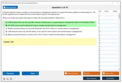 HP HPE2-W04 Aruba Location Services Specialist Exam Practice test exam simulator test engine exam Prep practice test questions answers Image 3