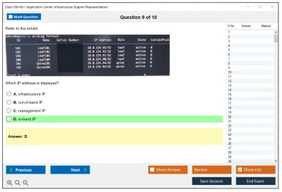 Cisco 500-601 Application Centric Infrastructure Support Representative Practice test exam simulator test engine exam Prep practice test questions answers Image 9