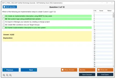 SAP C_HYMC_1802 SAP Certified Technology - SAP Marketing Cloud (1802) Implementation Practice test exam simulator test engine exam Prep practice test questions answers Image 3