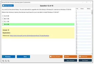 Microsoft 98-349 Windows Operating System Fundamentals Practice test exam simulator test engine exam Prep practice test questions answers Image 12