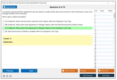 Oracle 1z0-1003-22 Oracle Field Service 2022 Implementation Professional Practice test exam simulator test engine exam Prep practice test questions answers Image 8