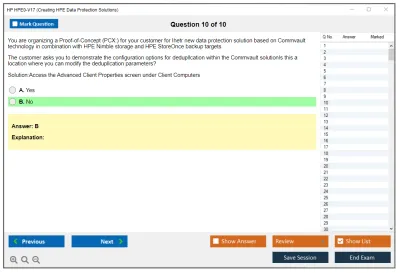 HP HPE0-V17 Creating HPE Data Protection Solutions Practice test exam simulator test engine exam Prep practice test questions answers Image 10