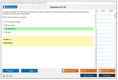 Microsoft 70-333 Deploying Enterprise Voice with Skype for Business 2015 Practice test exam simulator test engine exam Prep practice test questions answers Image 8