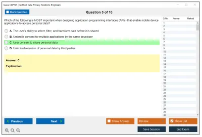 Isaca CDPSE Certified Data Privacy Solutions Engineer Practice test exam simulator test engine exam Prep practice test questions answers Image 3