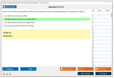 Veritas VCS-260 Administration of Veritas InfoScale Availability 7.3 for UNIX/Linux Practice test exam simulator test engine exam Prep practice test questions answers Image 9