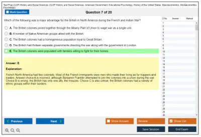 Test Prep CLEP-History-and-Social-Sciences CLEP History and Social Sciences: American Government, Educational Psychology, History of the United States, Macroeconomics, Microeconomics, Psychology Practice test exam simulator test engine exam Prep practice test questions answers Image 7
