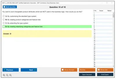 SAP C_C4HCBU1808 SAP Certified Application Associate - SAP Commerce Cloud Business User Practice test exam simulator test engine exam Prep practice test questions answers Image 10
