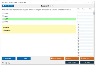 BICSI INSTC_V7 BICSI Installer 2 - Copper Exam Practice test exam simulator test engine exam Prep practice test questions answers Image 5