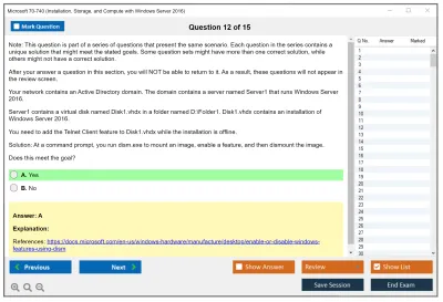 Microsoft 70-740 Installation, Storage, and Compute with Windows Server 2016 Practice test exam simulator test engine exam Prep practice test questions answers Image 12