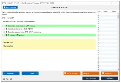 SAP C_HANADEV_17 SAP Certified Associate - Developer - SAP HANA 2.0 SPS05 Practice test exam simulator test engine exam Prep practice test questions answers Image 5