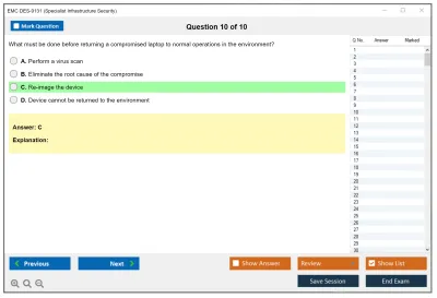 EMC DES-9131 Specialist - Infrastructure Security Exam Practice test exam simulator test engine exam Prep practice test questions answers Image 10