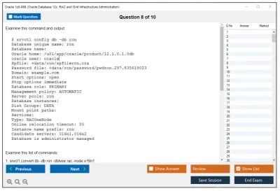 Oracle 1z0-068 Oracle Database 12c: RAC and Grid Infrastructure Administration Practice test exam simulator test engine exam Prep practice test questions answers Image 8