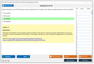 Cisco 300-725 Securing the Web with Cisco Web Security Appliance (300-725 SWSA) Practice test exam simulator test engine exam Prep practice test questions answers Image 9