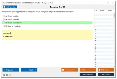 Infosys DRETREPOSIC2206 AS-DRETREPOSIC2206-RETL Store Management Mod Practice test exam simulator test engine exam Prep practice test questions answers Image 3