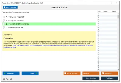 Pegasystems PEGACPDS88V1 Certified Pega Data Scientist 8.8 Practice test exam simulator test engine exam Prep practice test questions answers Image 6