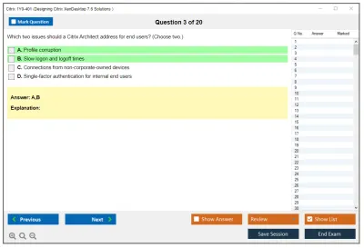 Citrix 1Y0-401 Designing Citrix XenDesktop 7.6 Solutions  Practice test exam simulator test engine exam Prep practice test questions answers Image 3