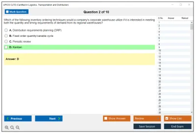 APICS CLTD Certified in Logistics, Transportation and Distribution Practice test exam simulator test engine exam Prep practice test questions answers Image 2