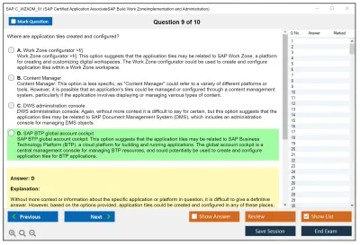 SAP C_WZADM_01 SAP Certified Application AssociateSAP Build Work ZoneImplementation and Administration Practice test exam simulator test engine exam Prep practice test questions answers Image 9