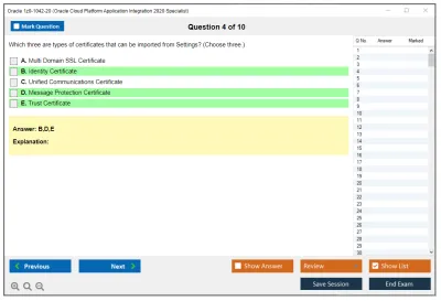 Oracle 1z0-1042-20 Oracle Cloud Platform Application Integration 2020 Specialist Practice test exam simulator test engine exam Prep practice test questions answers Image 4