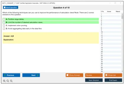 SAP C_HANAIMP_17 SAP Certified Application Associate - SAP HANA 2.0 (SPS05) Practice test exam simulator test engine exam Prep practice test questions answers Image 4