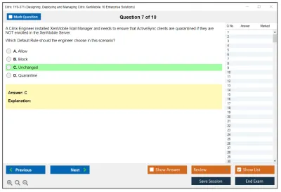 Citrix 1Y0-371 Designing, Deploying and Managing Citrix XenMobile 10 Enterprise Solutions Practice test exam simulator test engine exam Prep practice test questions answers Image 7