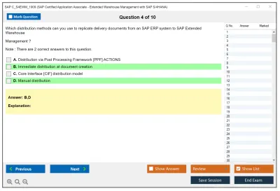 SAP C_S4EWM_1909 SAP Certified Application Associate - Extended Warehouse Management with SAP S/4HANA Practice test exam simulator test engine exam Prep practice test questions answers Image 4