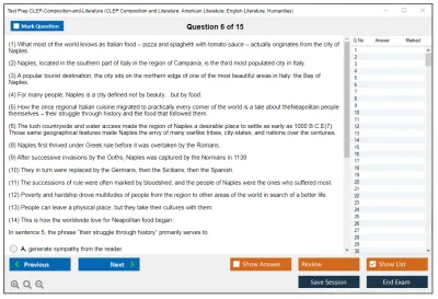 Test Prep CLEP-Composition-and-Literature CLEP Composition and Literature: American Literature, English Literature, Humanities Practice test exam simulator test engine exam Prep practice test questions answers Image 6